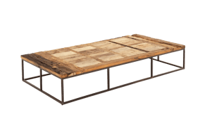 JOSUA, table basse, rectangulaire, bois et métal
