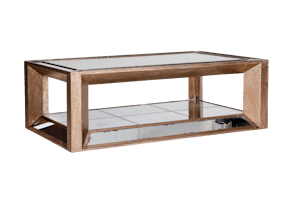 MITCHELL, table basse, rectangulaire, verre miroir et bois, 120x70