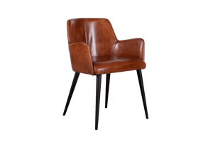 TERNI, chaise, vintage en cuir de buffle, pieds en bois massif
