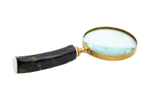 KONTIKI, magnifying glass, horn/brass