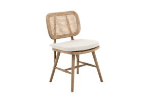 LYNN, chaise, chêne, roseau, avec coussin