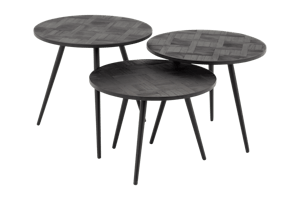 ROBYN, side table, reclaimed teak, round, set of 3